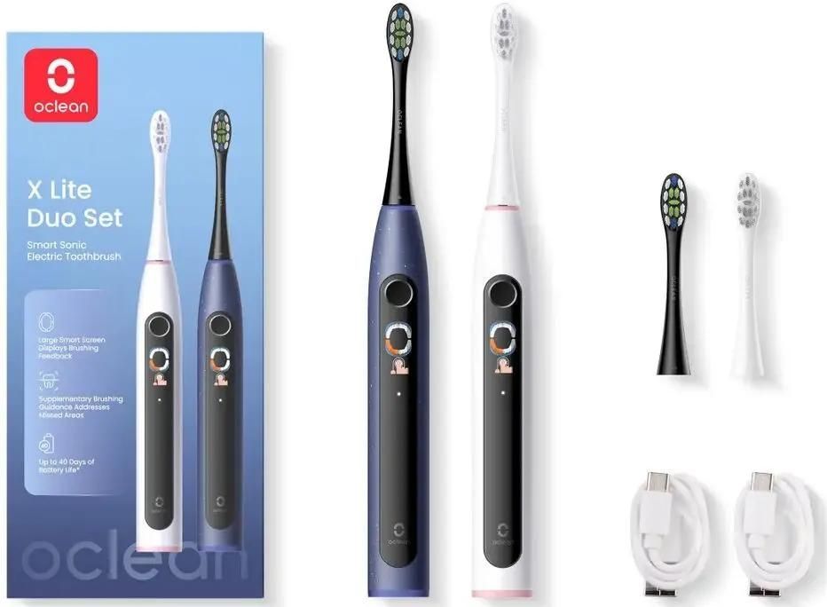 Набор электрических зубных щеток OCLEAN X Lite Duo Set N1801 насадки для щётки: 2шт, цвет:синий и серый [c01000691]